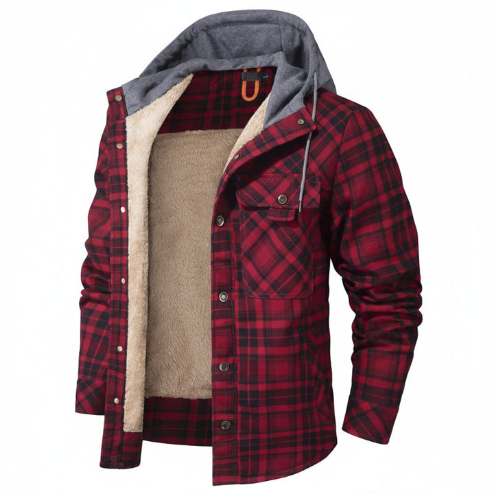 Warm men's hooded jacket, essential winter gear for outdoor adventures.