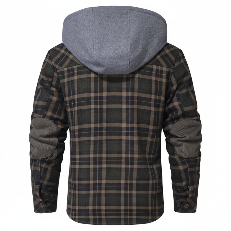 Men's all-weather hooded jacket, versatile coat for outdoor and urban explorers.