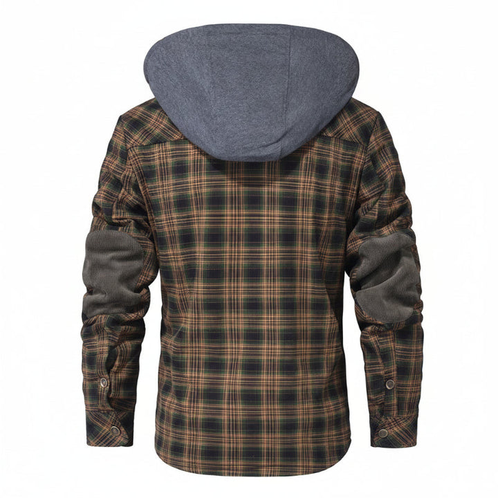 Functional men's hooded jacket, versatile for outdoor sports and casual winter use.