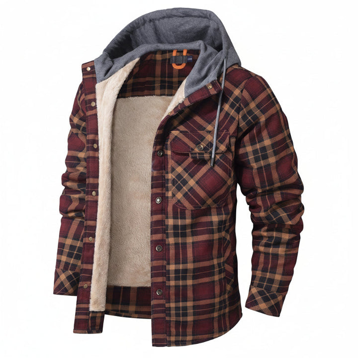 Versatile men's hooded jacket, all-weather coat for winter warmth & comfort.