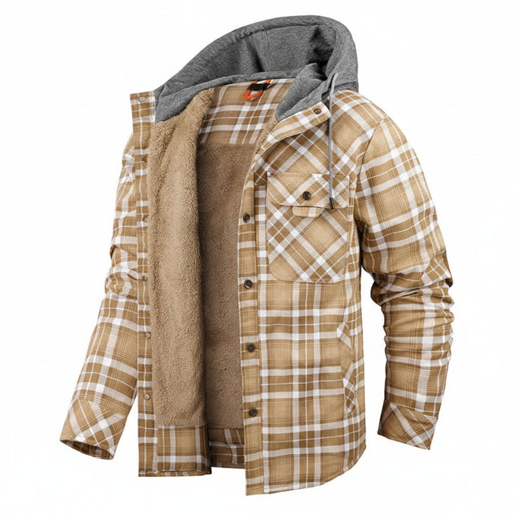 Men's rugged hooded coat, perfect outerwear for chilly fall & winter conditions.