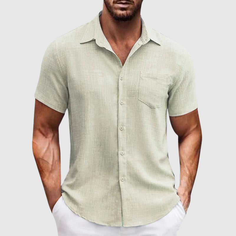 Black Horizon Bay men's casual shirt, a versatile & stylish top for summer. Also available in gray.