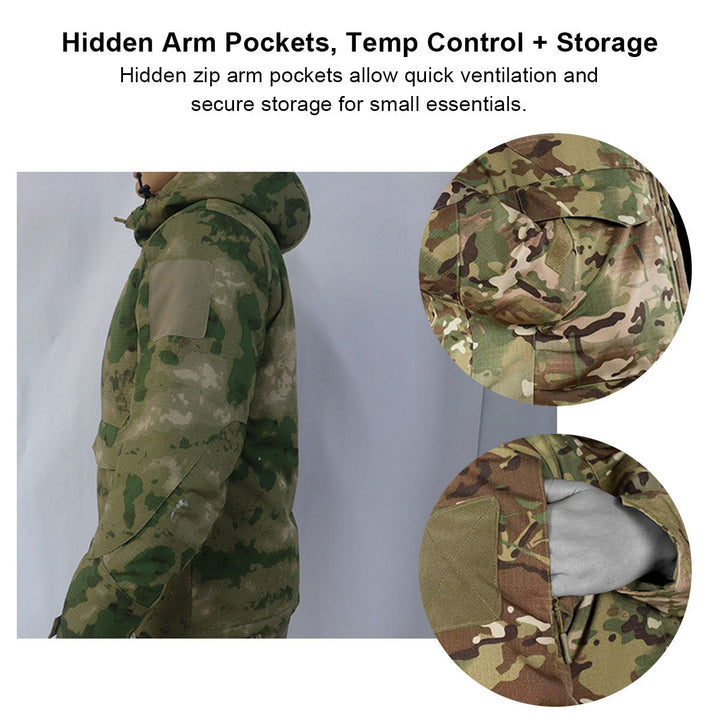 Men's workwear set: insulated camo hoodie & durable hunting pants