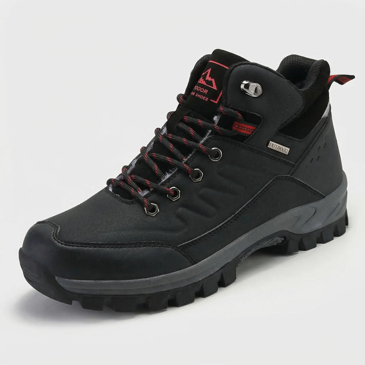 Stylish men's high-top insulated winter boots, offering warmth & grip for extreme cold hiking.