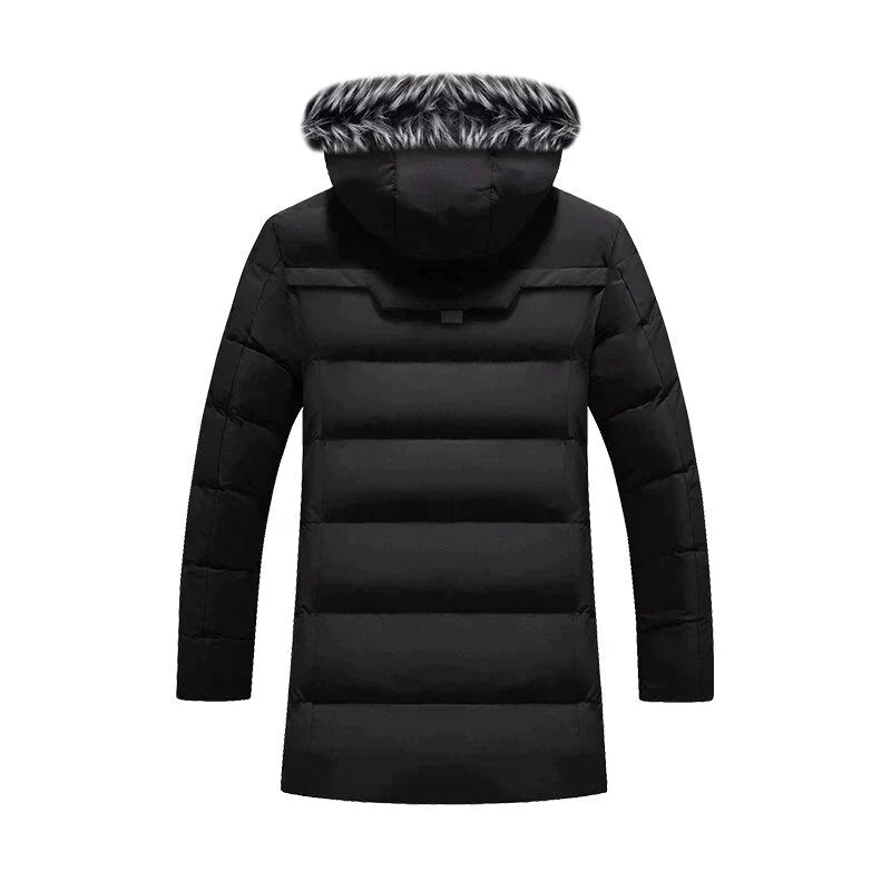Men's insulated hooded winter parka for ultimate cold weather protection. Durable and warm outerwear.