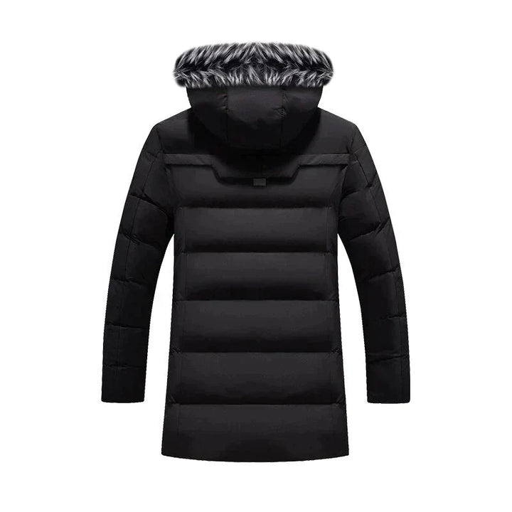 Men's insulated hooded winter parka for ultimate cold weather protection. Durable and warm outerwear.