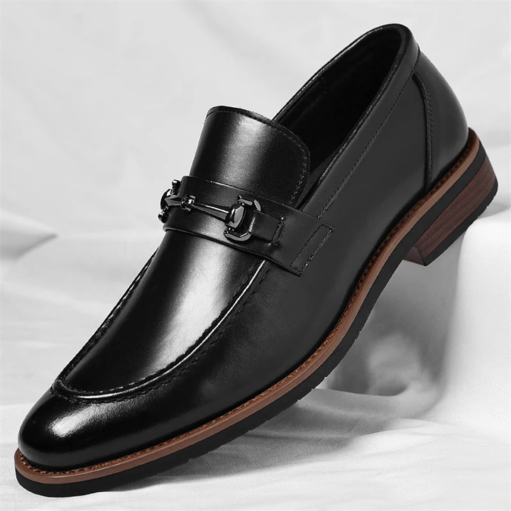 Men's Italian leather slip-on loafers. Sleek, comfortable dress shoes for formal or casual everyday wear.
