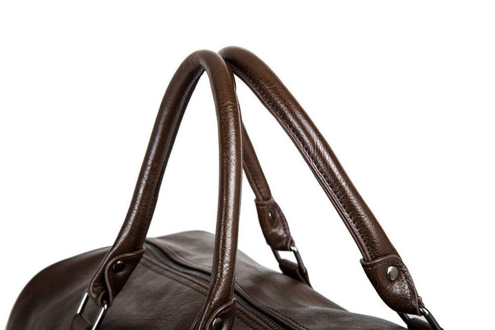 Classic men's leather duffel, a stylish and lightweight carry-on travel bag.