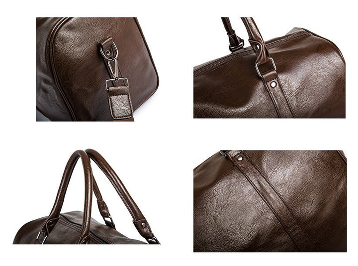 Premium men's leather duffel, a lightweight carry-on travel bag built for durability.