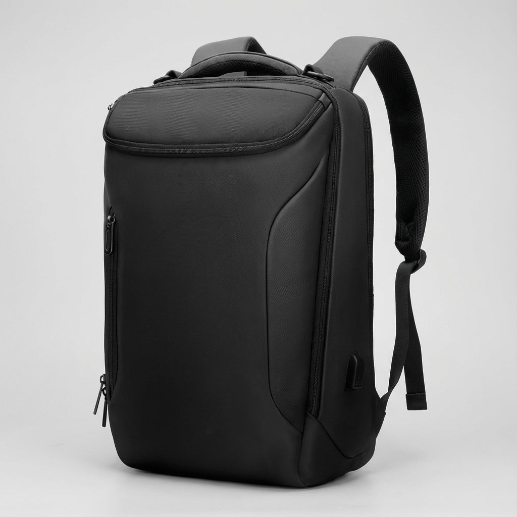 Spacious men's professional business backpack, large capacity for travel & daily commute, organized compartments.