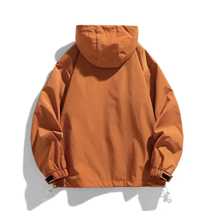 Men's casual beige windbreaker with half-zip closure. Perfect lightweight outerwear for everyday use.