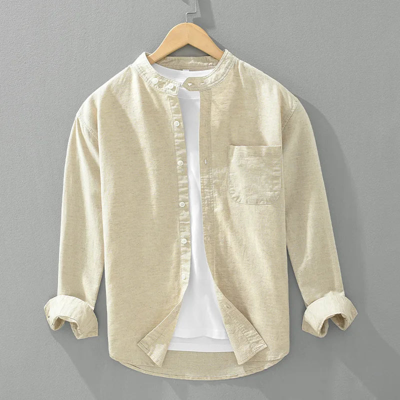 Breathable men's long sleeve button-up. A lightweight, comfortable shirt for casual summer and everyday wear.