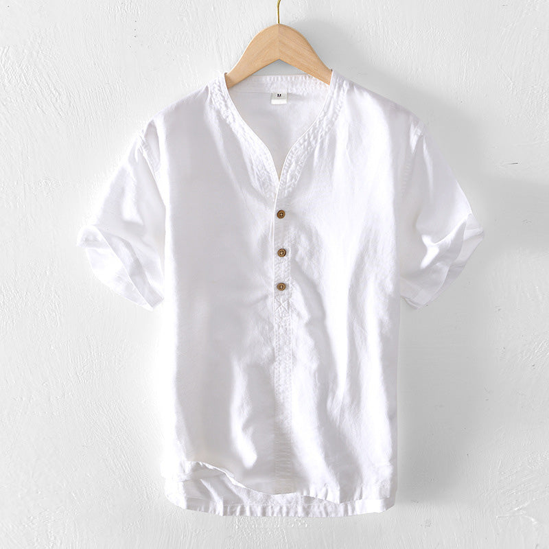 Tailored fit men's button-up shirt for ultimate comfort. Lightweight, breathable, and versatile for summer casual wear.