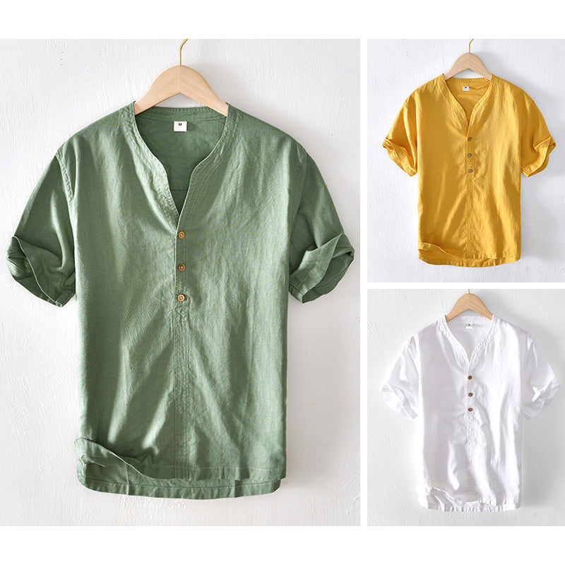Versatile men's short-sleeve button-up shirt. Classic design, lightweight, and breathable for summer comfort.