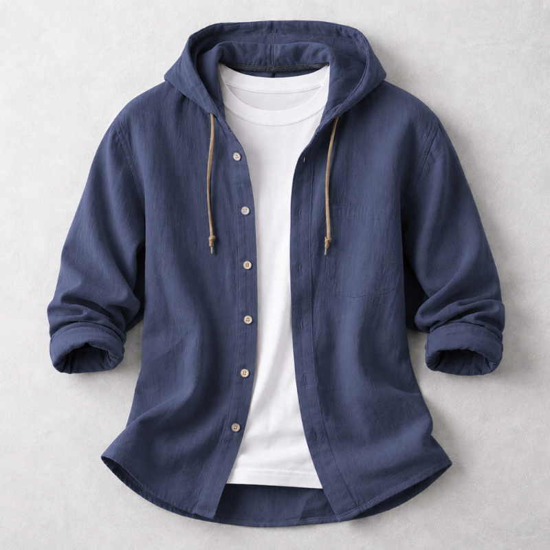 Stylish men's lightweight hoodie shirt, offering a relaxed fit for modern casual fashion and comfortable everyday wear.