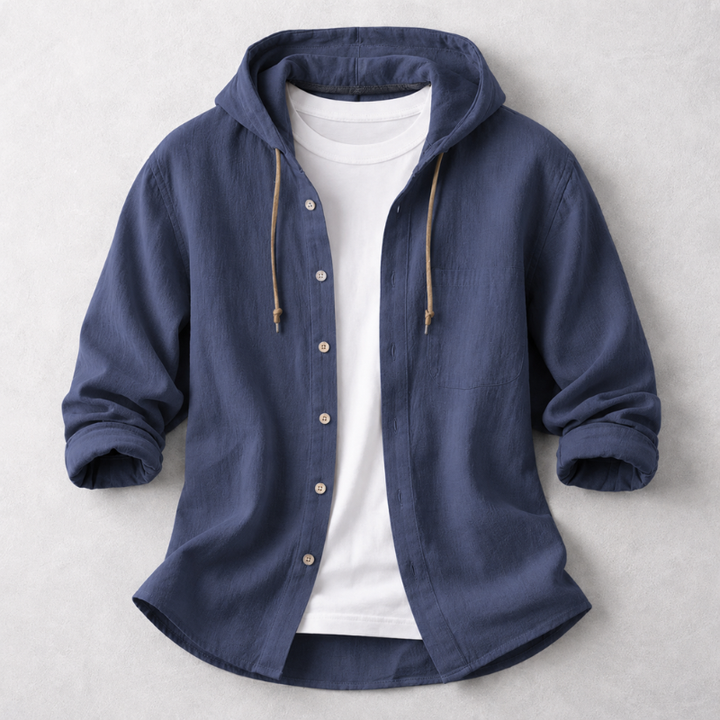 Stylish men's lightweight hoodie shirt, offering a relaxed fit for modern casual fashion and comfortable everyday wear.