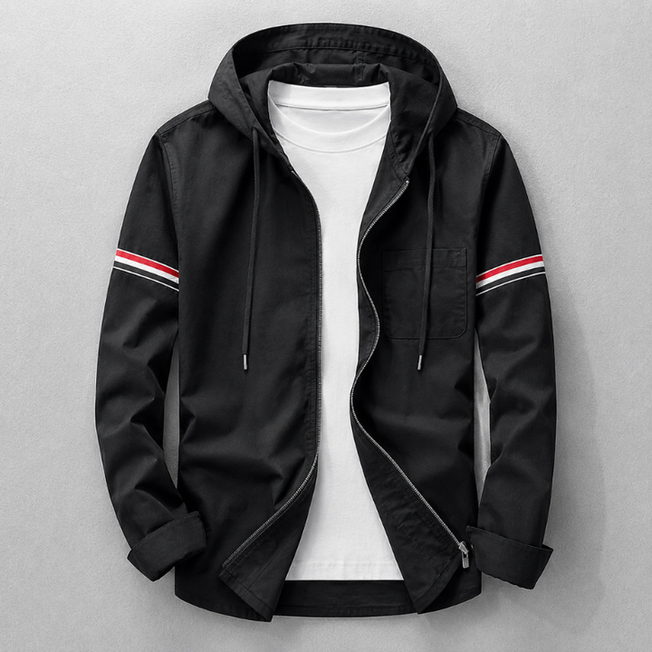 Stylish men's lightweight hooded jacket for everyday wear. Tailored fit, comfortable outerwear for all seasons.
