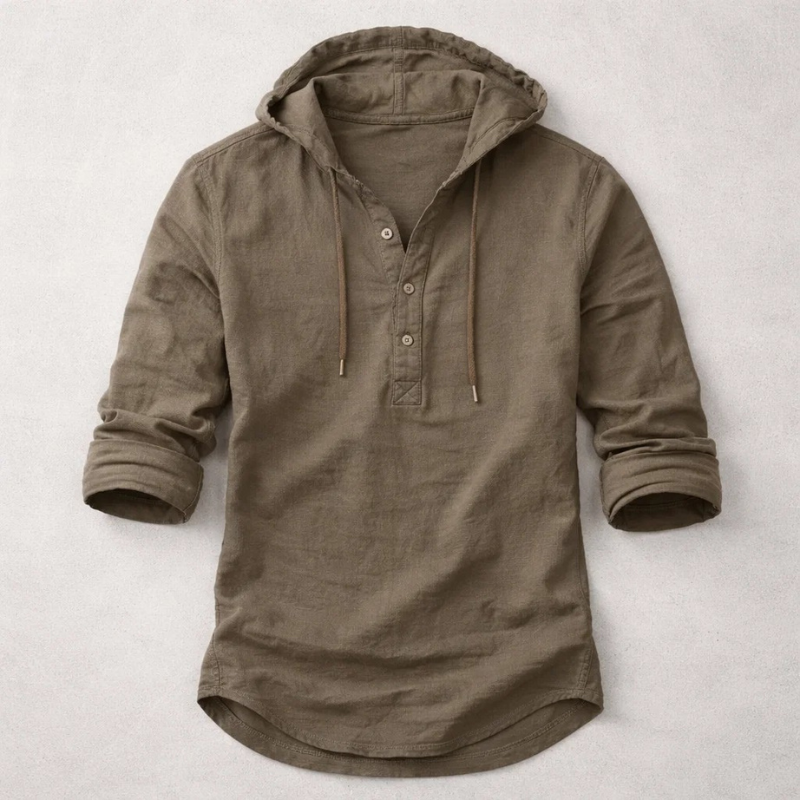 Stylish men's casual hooded shirt, lightweight & comfortable. A versatile long-sleeve summer top with a modern relaxed fit.
