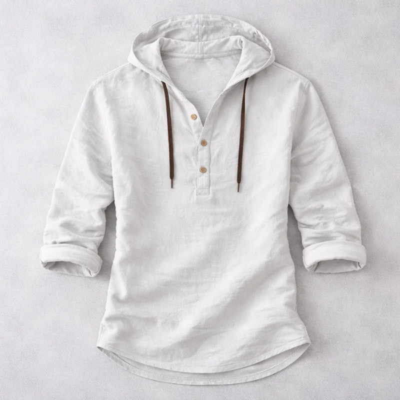 Modern men's lightweight hooded shirt. Effortless long-sleeve design with a relaxed fit, ideal for casual and versatile wear.