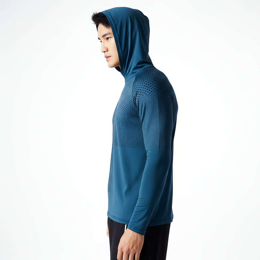 Men's Dylan performance hooded shirt, lightweight, quick-dry, reflective activewear for sports.