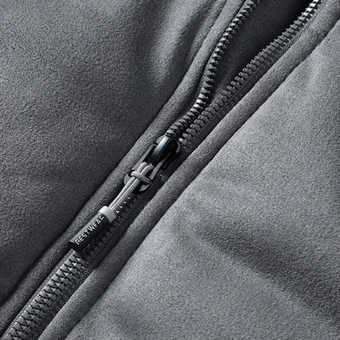 Men's lightweight puffer jacket displayed, ideal for casual everyday style and warmth during fall & winter.