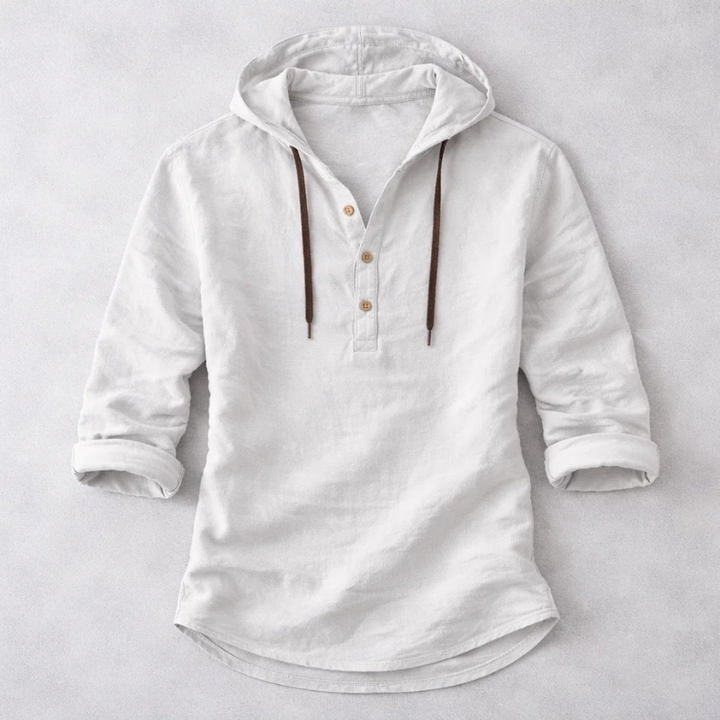 Versatile men's lightweight long sleeve hoodie shirt, relaxed fit. Great for spring fashion, summer casual, & everyday wear.