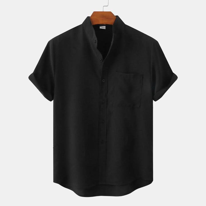 Men's lightweight short-sleeve button-up shirt for casual summer days & warm weather outings.