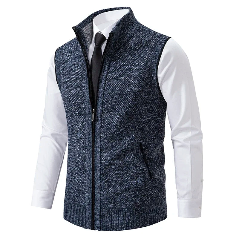 Stylish men's wool blend vest, lightweight yet warm, perfect for winter fashion and outerwear.