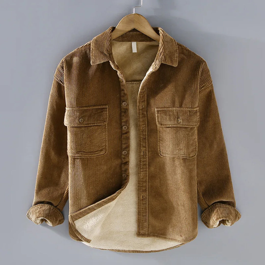 Men's lined corduroy jacket, warm & versatile outerwear for autumn/winter style.