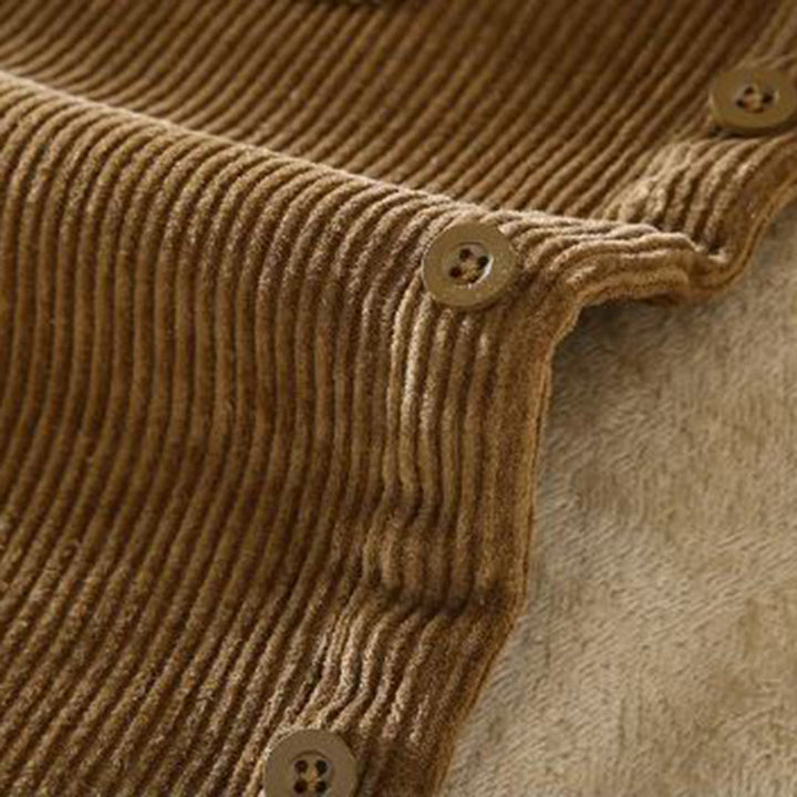 Button-front men's lined corduroy jacket, warm & durable outerwear for autumn/winter casual style.