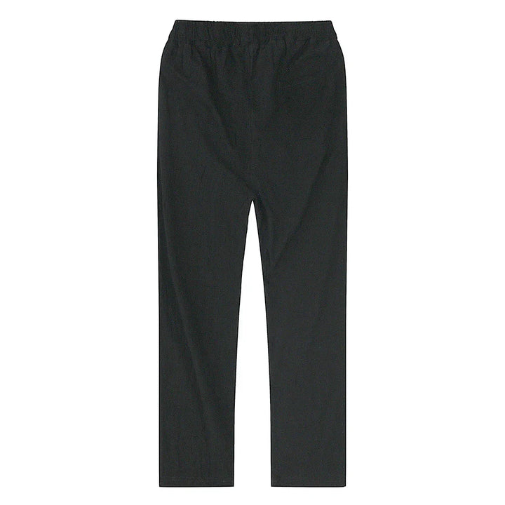 Relaxed fit men's linen blend trousers, breathable cotton mix for casual summer comfort pants.