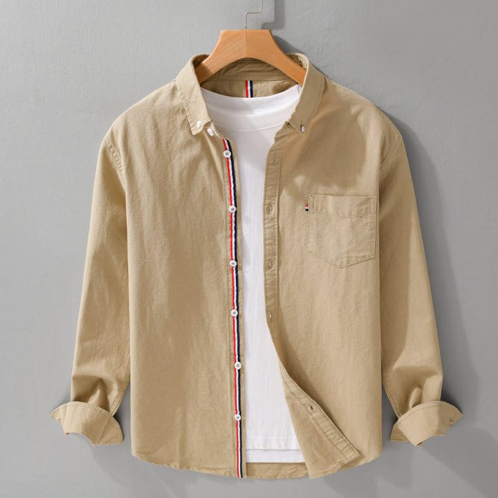 Smart casual men's striped long-sleeve shirt. A lightweight button-up top for versatile and stylish everyday wear.