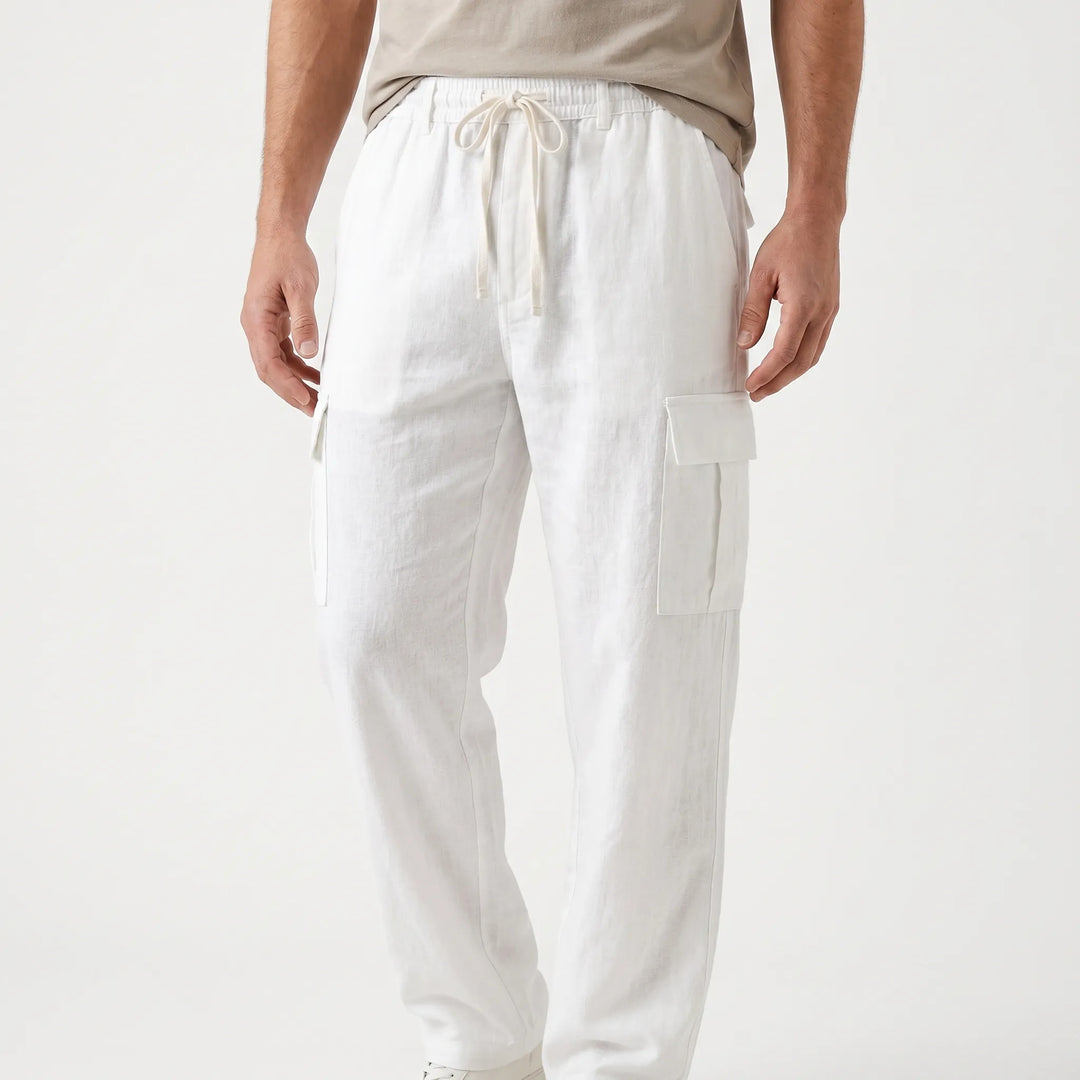 Casual men's loose fit cargo pants with a straight leg and practical utility pockets for modern style.