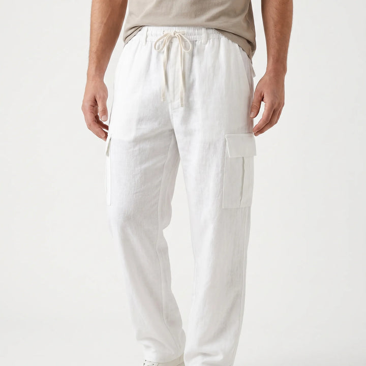 Casual men's loose fit cargo pants with a straight leg and practical utility pockets for modern style.