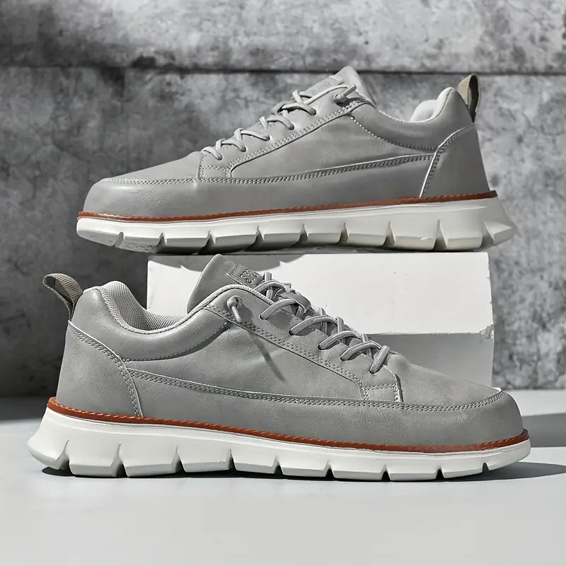 Man in motion wearing Lucca men's walking shoes, highlighting comfortable and modern everyday footwear.