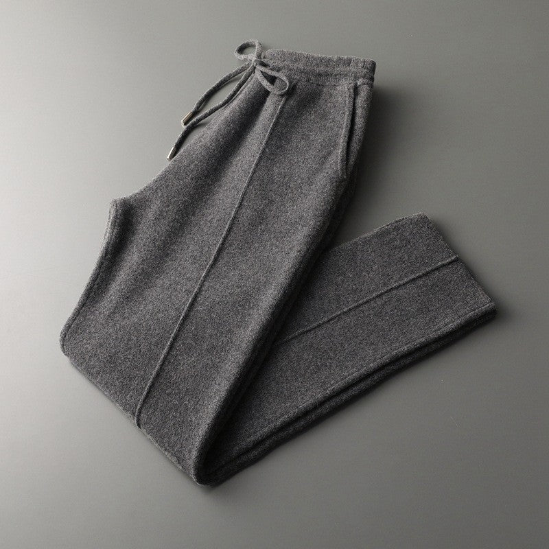 Versatile men's cashmere blend trousers, perfect for luxurious lounging or smart-casual styling.