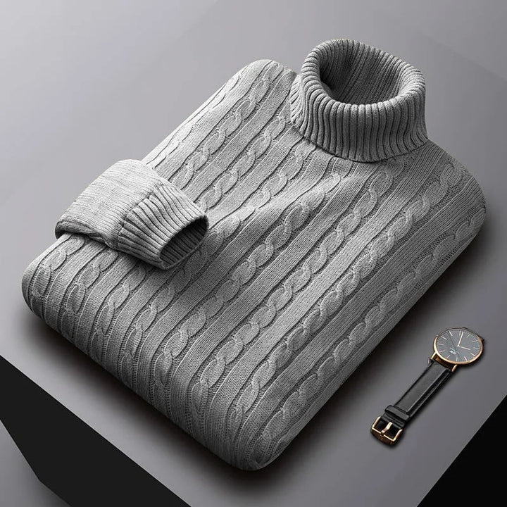 Men's luxurious soft knit crew neck sweater, perfect for elegant layering in winter & fall fashion.