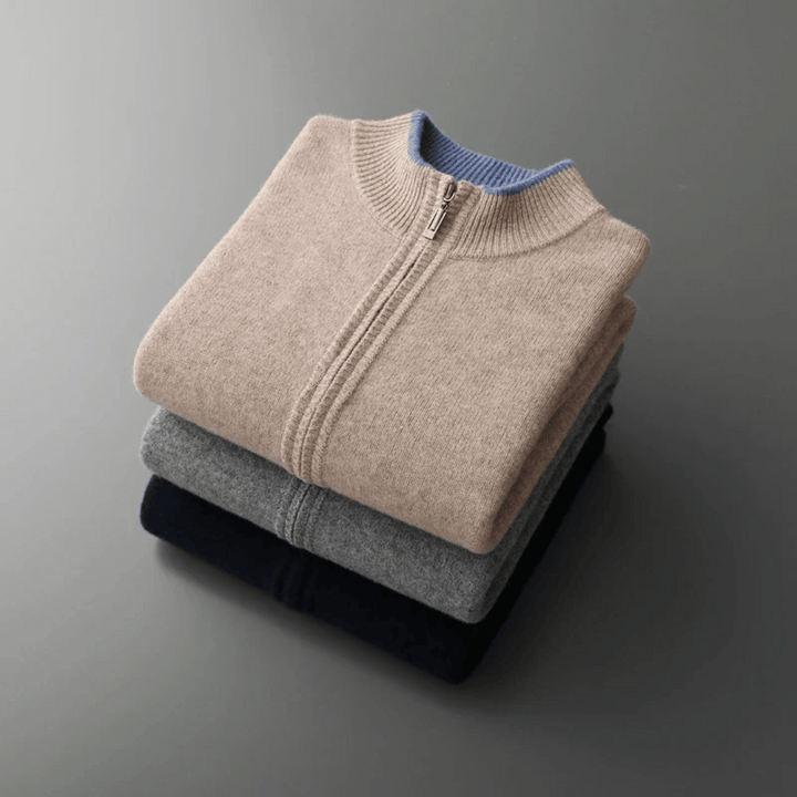High-quality men's zip-up cardigan, soft, comfortable & ideal for versatile layering.