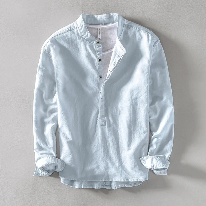 Men's casual long sleeve Marseille shirt for summer. Relaxed fit button-down, ideal for warm weather fashion.