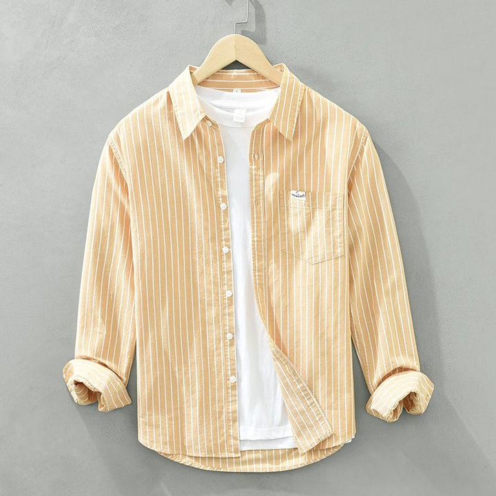 Men's Marseille striped button-up shirt, perfect for casual summer wear.