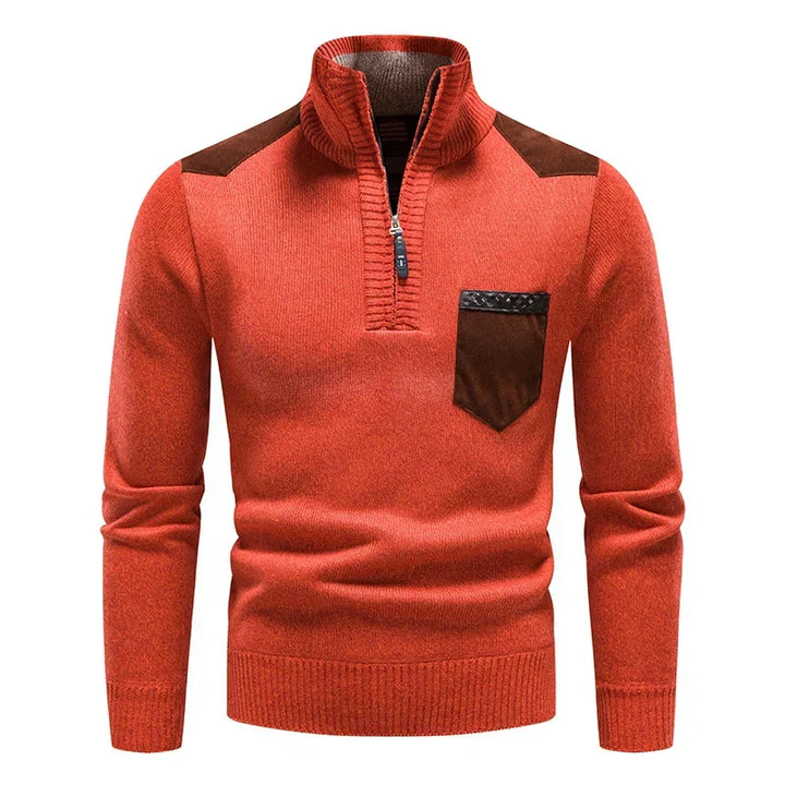 Men's modern half-zip sweater, perfect for casual wear & fall fashion.