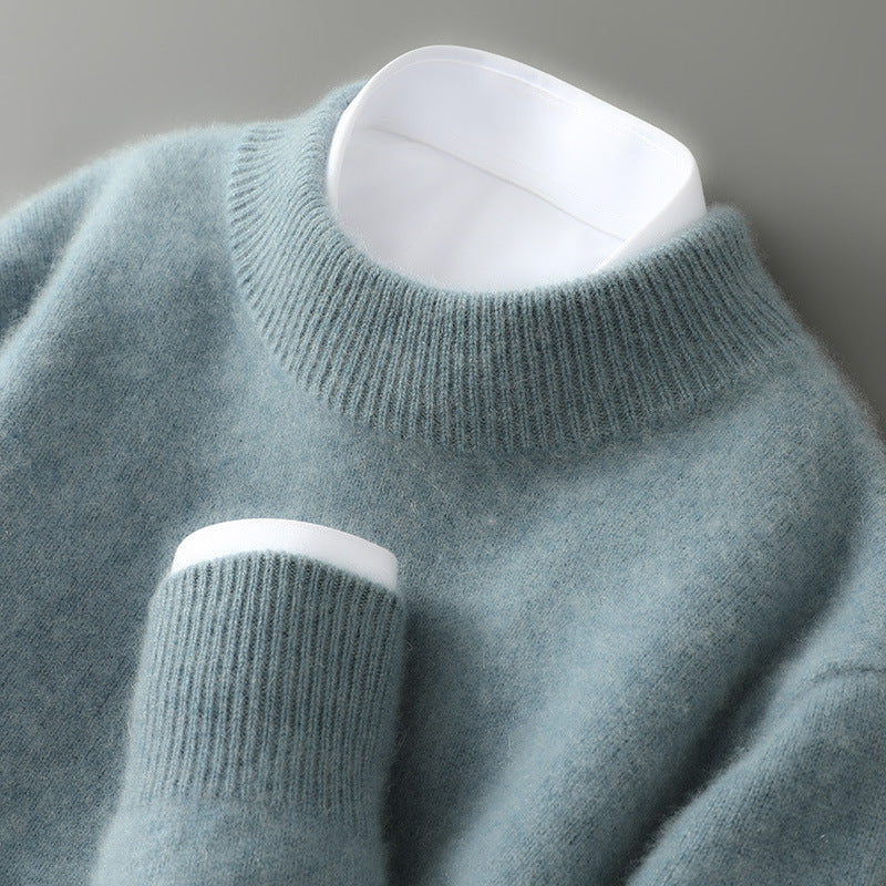 Modern men's mock neck sweater. Soft, comfortable long sleeve pullover, perfect for refined casual style.