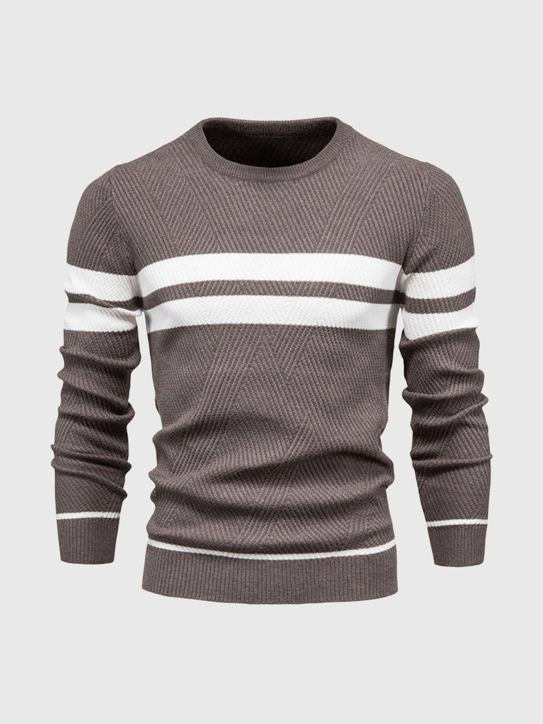 Everyday men's striped crewneck sweater, great for casual outings and versatile styling.