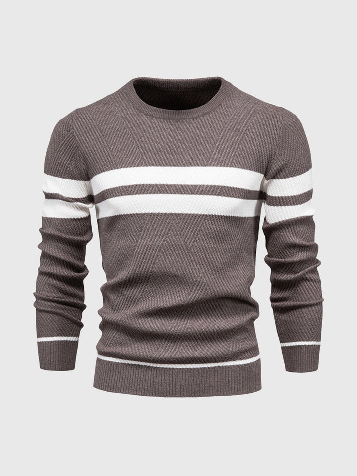 Everyday men's striped crewneck sweater, great for casual outings and versatile styling.