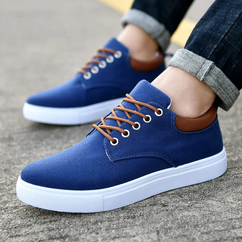 Close-up of Monarch men's low-top sneakers, highlighting quality construction and comfortable lace-up design.