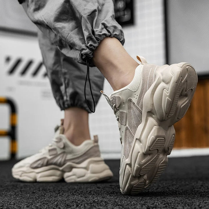 Bold men's chunky sneakers, modern streetwear fashion for a confident look.