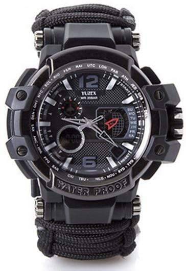 Men's multi-functional waterproof paracord survival watch; a tactical outdoor gear for camping & hiking