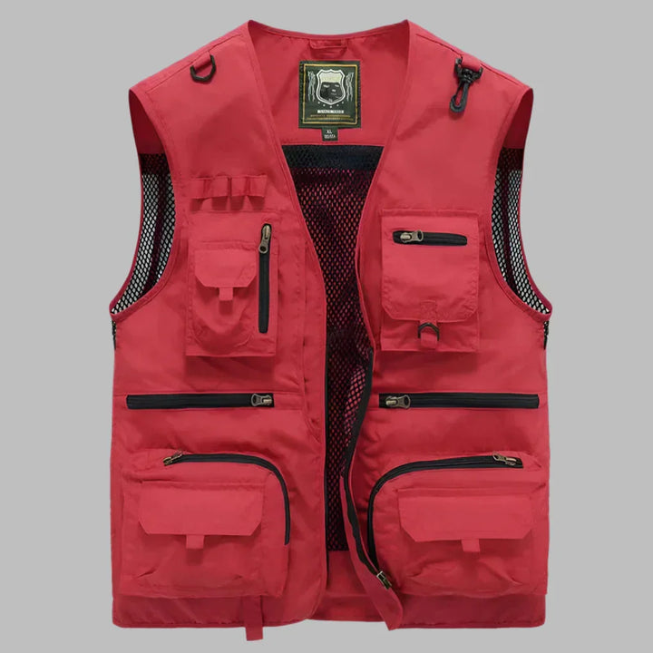 Men's multi-pocket outdoor utility vest, perfect for hiking, fishing, or travel. Practical & lightweight.