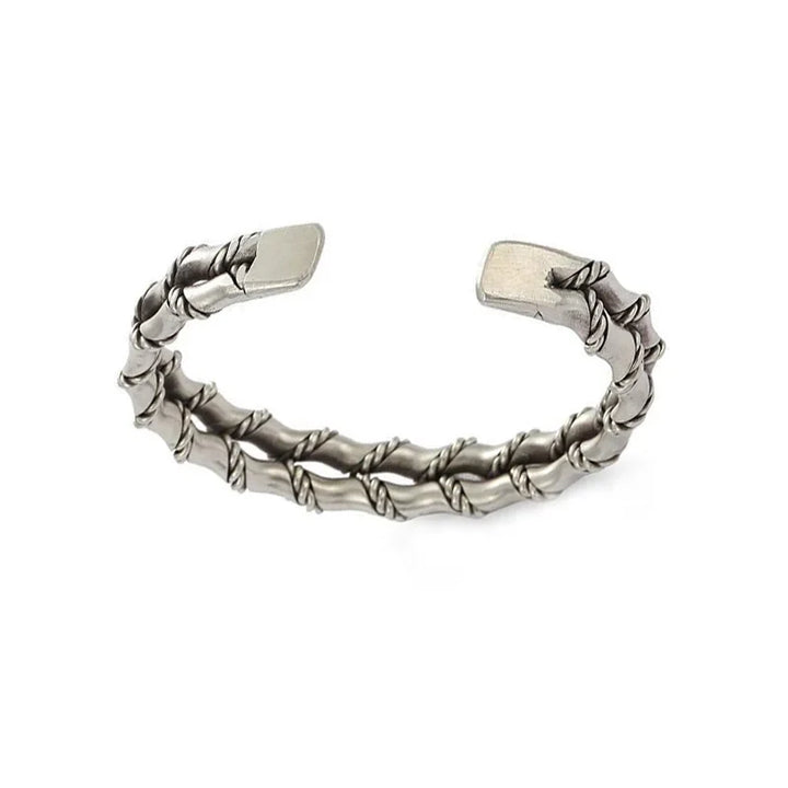 Refined men's natural wood and stainless steel bracelet with an adjustable Cuban link design for style.