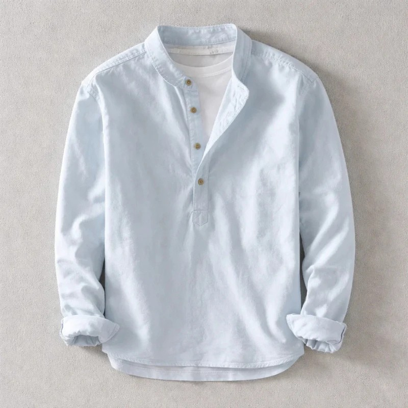 Tailored fit men's Henley shirt, comfortable & stylish. Premium long sleeve casual top for everyday wear.